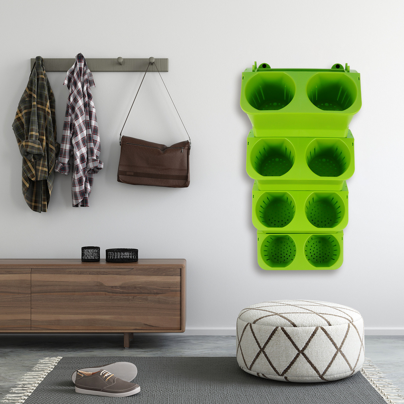Vertical Wall Planter - 4 Stück Vertikaler Grüner Wandpflanzentopf Selbstbewässernder