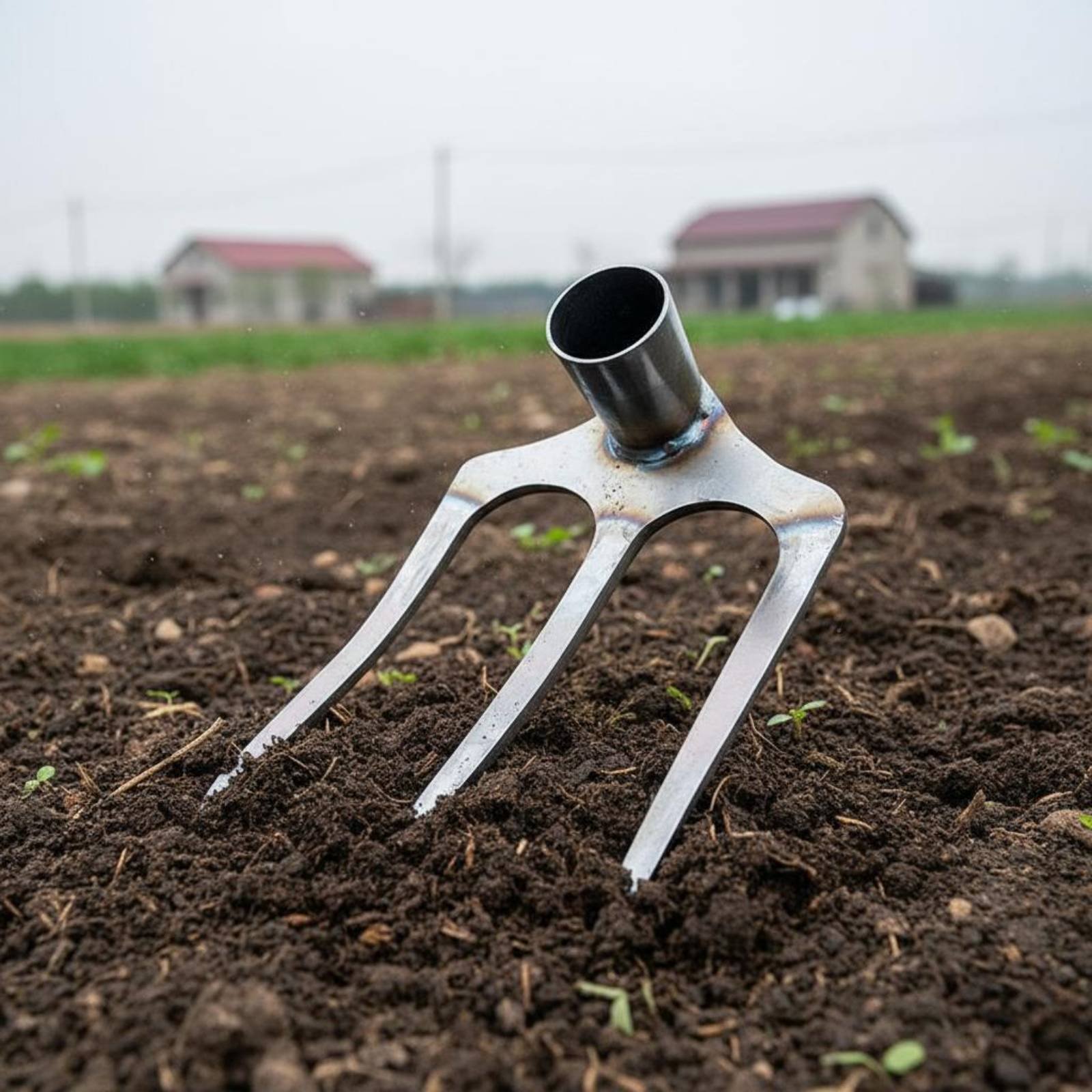 Gardening Tools Sharp - Stahl-Bodenrechenkopf mit scharfen Zinken, manueller 4-Zinken-Gartenkultivator,