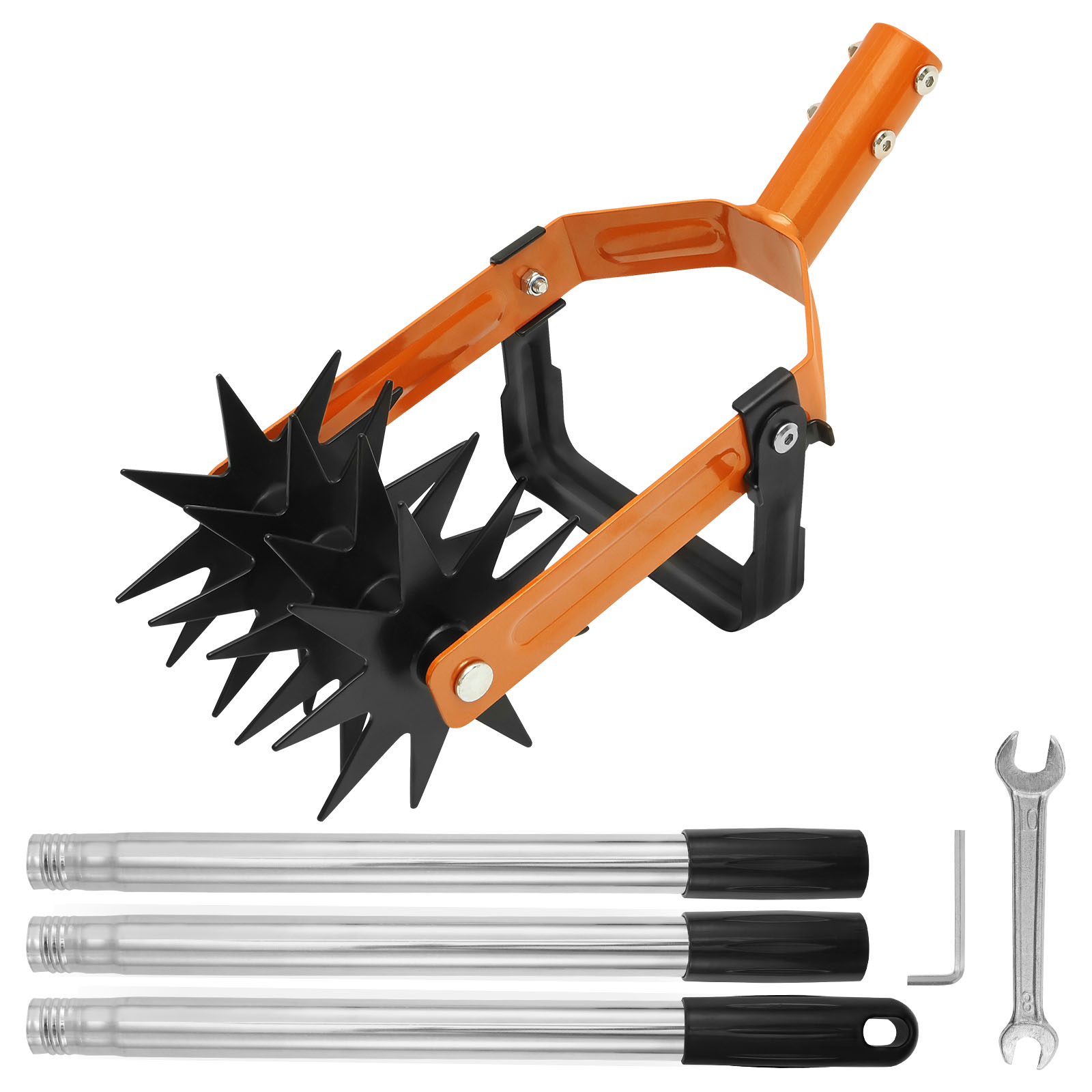 Gardening Tool Diy - Neues 2-in-1-Hälterwerkzeug, Edelstahlgriff, Drehgrubber, verstellbare Länge,